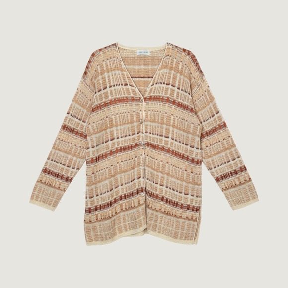 Andrea Casati Sweaters - Andrea Casati Vintage Italian Knit Cardigan Sweater Cream Copper Italy Vacation
